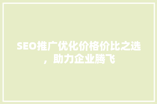 SEO推广优化价格价比之选，助力企业腾飞
