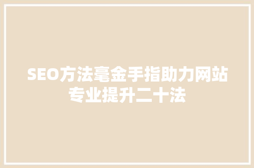 SEO方法毫金手指助力网站专业提升二十法