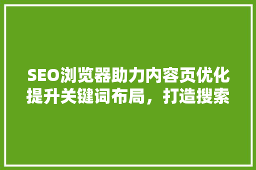 SEO浏览器助力内容页优化提升关键词布局，打造搜索引擎友好型页面