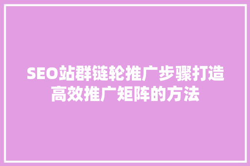SEO站群链轮推广步骤打造高效推广矩阵的方法