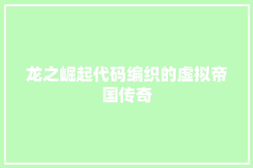 龙之崛起代码编织的虚拟帝国传奇