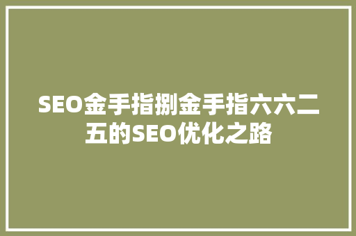 SEO金手指捌金手指六六二五的SEO优化之路