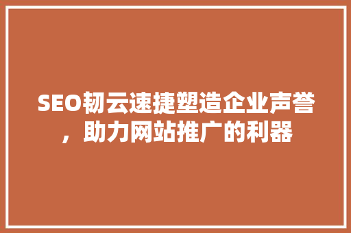 SEO韧云速捷塑造企业声誉，助力网站推广的利器