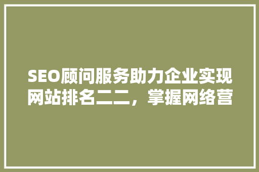 SEO顾问服务助力企业实现网站排名二二，掌握网络营销主动权