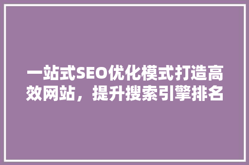 一站式SEO优化模式打造高效网站，提升搜索引擎排名