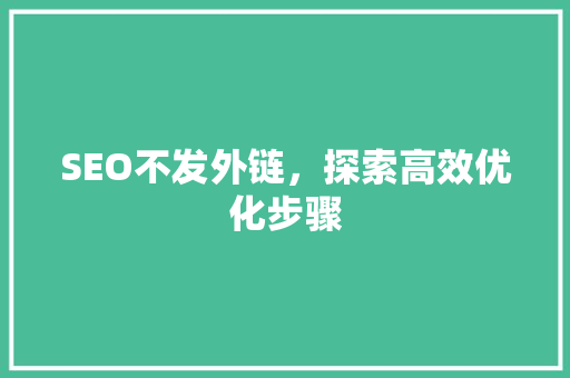 SEO不发外链，探索高效优化步骤
