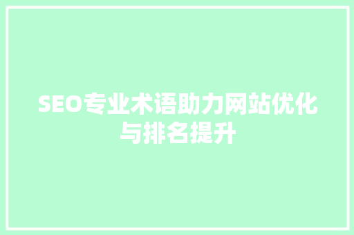 SEO专业术语助力网站优化与排名提升