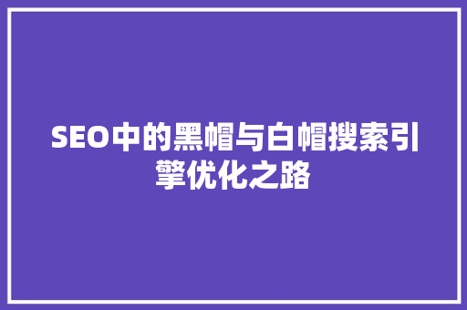SEO中的黑帽与白帽搜索引擎优化之路