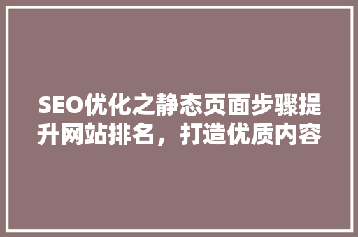 SEO优化之静态页面步骤提升网站排名，打造优质内容