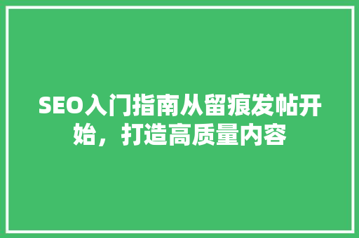 SEO入门指南从留痕发帖开始，打造高质量内容