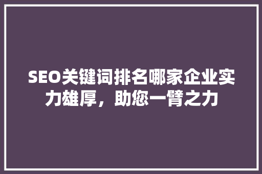 SEO关键词排名哪家企业实力雄厚，助您一臂之力