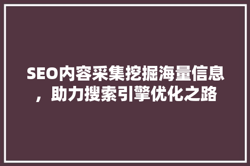 SEO内容采集挖掘海量信息，助力搜索引擎优化之路