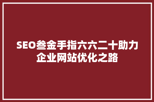 SEO叁金手指六六二十助力企业网站优化之路