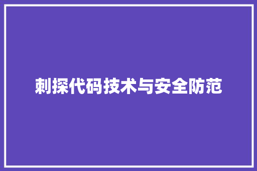 刺探代码技术与安全防范