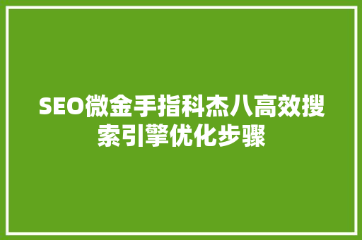 SEO微金手指科杰八高效搜索引擎优化步骤