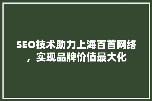 SEO技术助力上海百首网络，实现品牌价值最大化