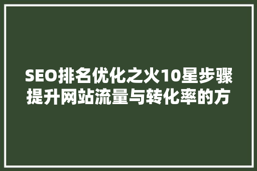 SEO排名优化之火10星步骤提升网站流量与转化率的方法