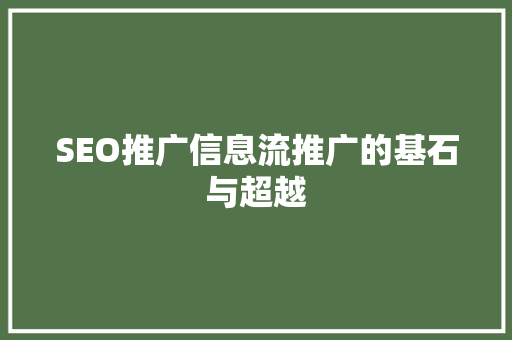 SEO推广信息流推广的基石与超越