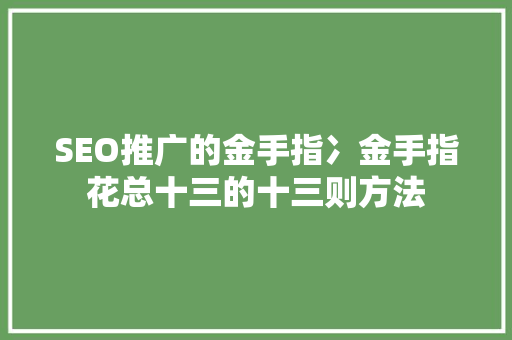 SEO推广的金手指冫金手指花总十三的十三则方法