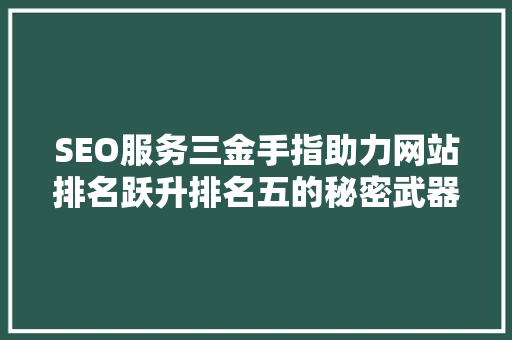 SEO服务三金手指助力网站排名跃升排名五的秘密武器