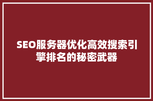 SEO服务器优化高效搜索引擎排名的秘密武器