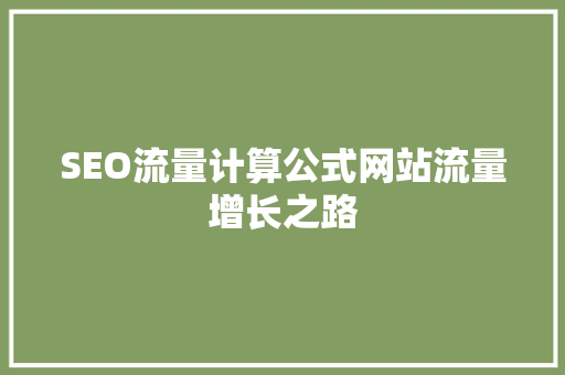 SEO流量计算公式网站流量增长之路