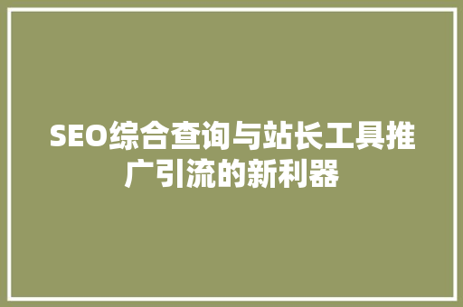 SEO综合查询与站长工具推广引流的新利器