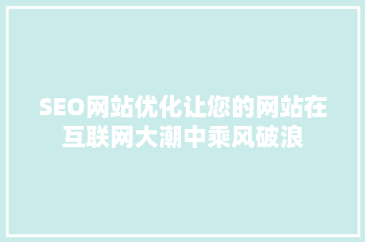 SEO网站优化让您的网站在互联网大潮中乘风破浪