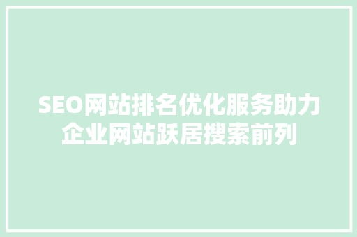 SEO网站排名优化服务助力企业网站跃居搜索前列