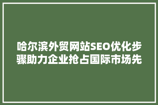 哈尔滨外贸网站SEO优化步骤助力企业抢占国际市场先机