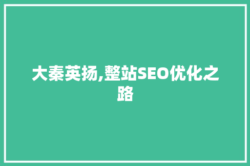 大秦英扬,整站SEO优化之路