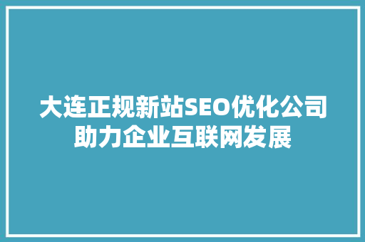 大连正规新站SEO优化公司助力企业互联网发展