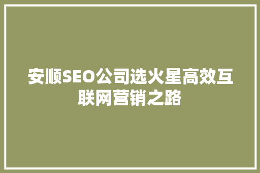 安顺SEO公司选火星高效互联网营销之路