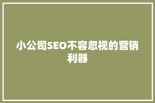 小公司SEO不容忽视的营销利器