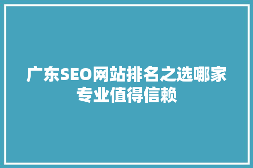 广东SEO网站排名之选哪家专业值得信赖