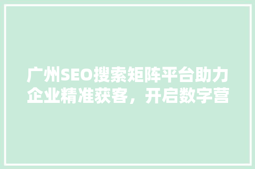 广州SEO搜索矩阵平台助力企业精准获客，开启数字营销新篇章