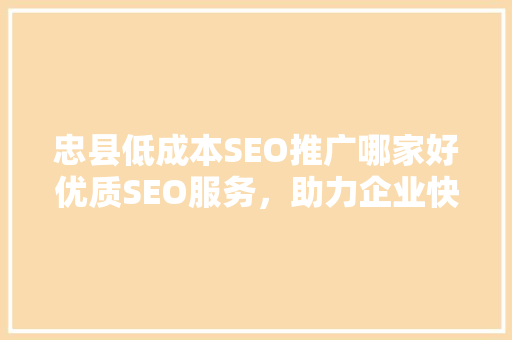忠县低成本SEO推广哪家好优质SEO服务，助力企业快速崛起