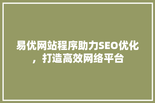 易优网站程序助力SEO优化，打造高效网络平台