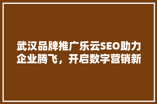 武汉品牌推广乐云SEO助力企业腾飞，开启数字营销新时代