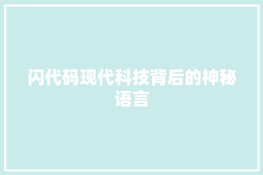闪代码现代科技背后的神秘语言