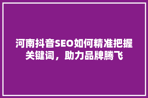 河南抖音SEO如何精准把握关键词，助力品牌腾飞