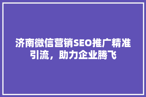 济南微信营销SEO推广精准引流，助力企业腾飞