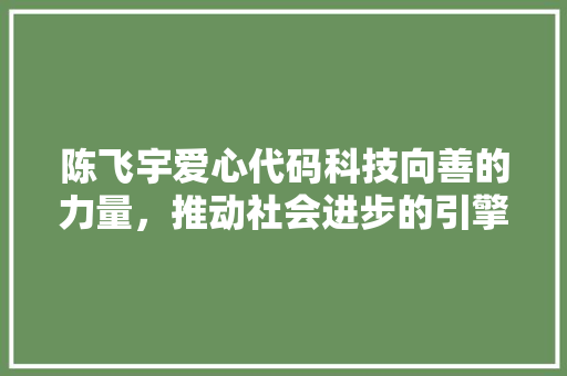 陈飞宇爱心代码科技向善的力量，推动社会进步的引擎