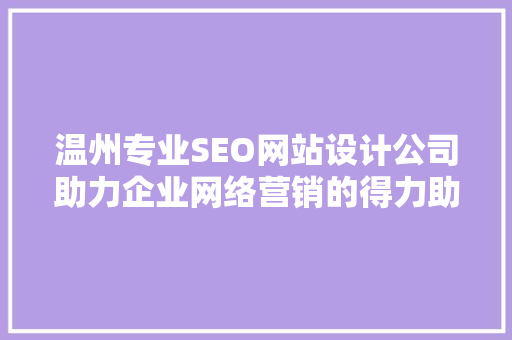 温州专业SEO网站设计公司助力企业网络营销的得力助手