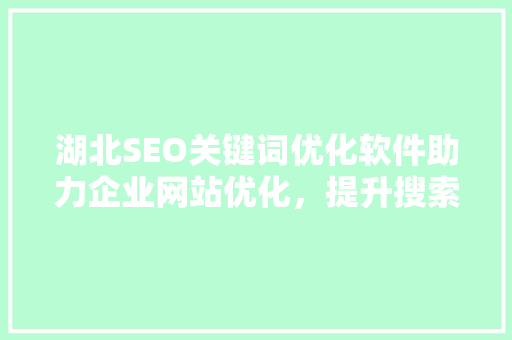 湖北SEO关键词优化软件助力企业网站优化，提升搜索引擎排名