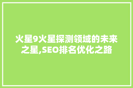 火星9火星探测领域的未来之星,SEO排名优化之路