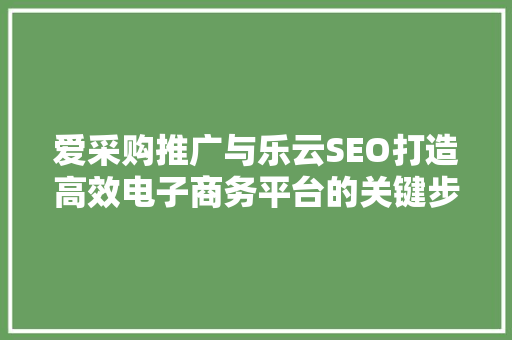 爱采购推广与乐云SEO打造高效电子商务平台的关键步骤