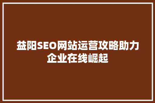 益阳SEO网站运营攻略助力企业在线崛起