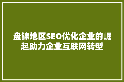盘锦地区SEO优化企业的崛起助力企业互联网转型