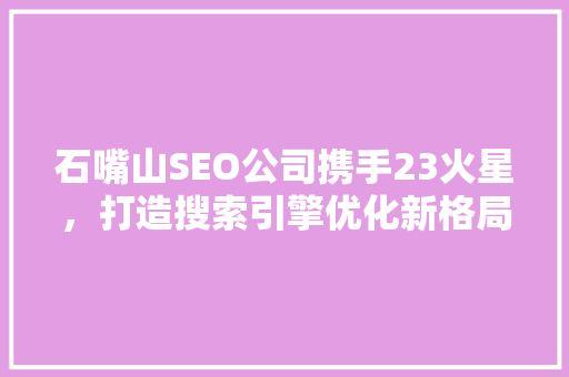 石嘴山SEO公司携手23火星，打造搜索引擎优化新格局